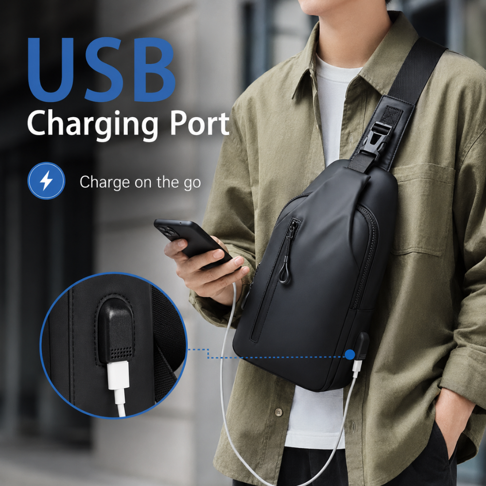 Torba Crossbody Sling na Ramię – Lekka Wodoodporna Saszetka z Regulowanym Paskiem do Podróży