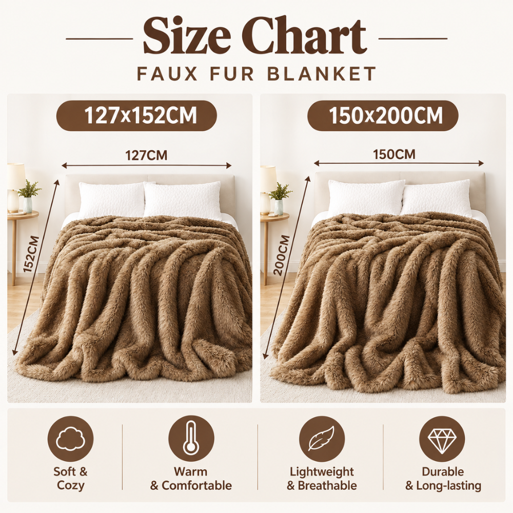 Koc na kanapę futrzany 127x152 cm – puszysta narzuta ze sztucznego futra na sofę i łóżko