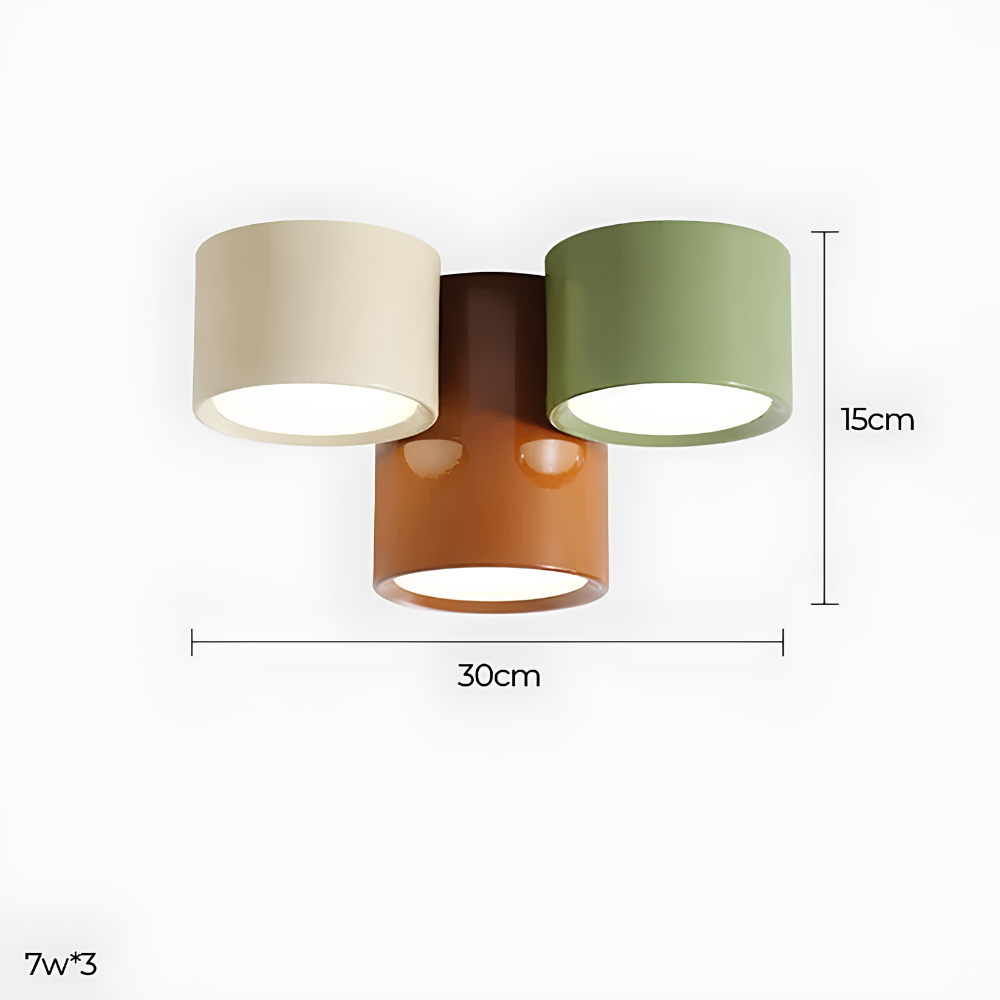 Lampa punktowa sufitowa MALMO – natynkowa tuba LED tricolor, 8 lub 15 cm lub zestaw 3 szt.
