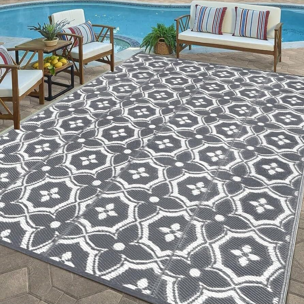 Dwustronny Dywan Zewnętrzny 120 × 180 cm – Lekka Mata Tarasowa na Balkon, Camping, Piknik i Patio