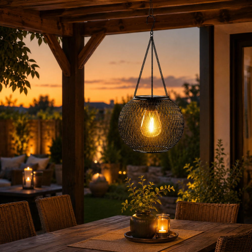 Solarna Lampa Wisząca Ogrodowa LED – Wodoodporny Lampion Solarny do Zawieszenia na Taras, Balkon i Ogród