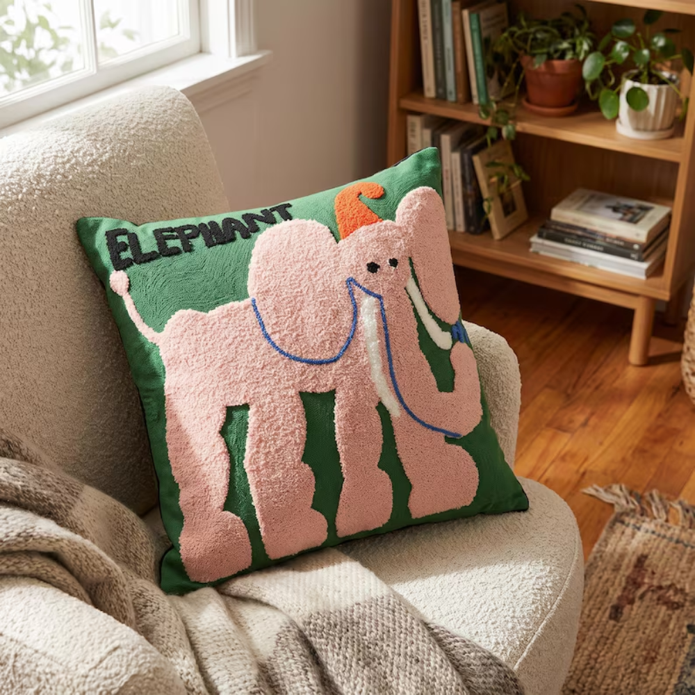 Poszewki na poduszki 45x45 cm z haftem – dekoracyjna poszewka retro ze zwierzęcym motywem