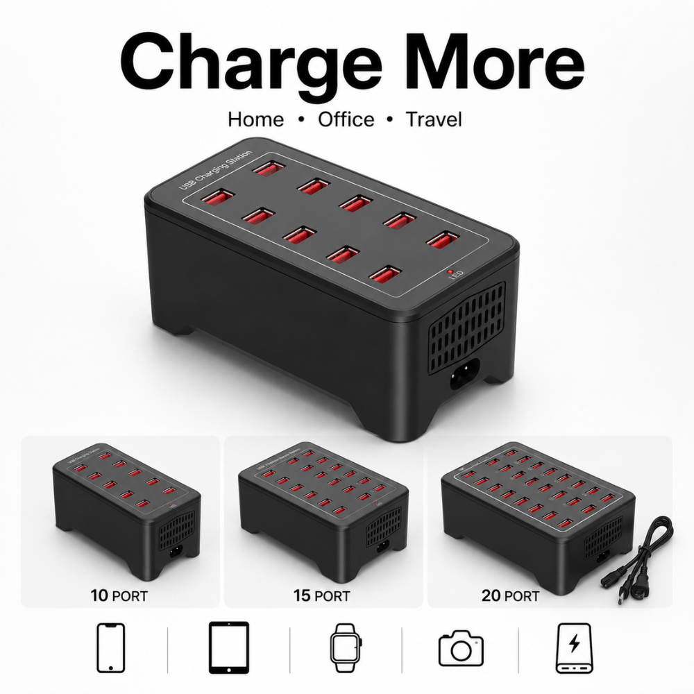 Stacja Ładowania USB 30 Portów – Wieloportowa Ładowarka 150W do Telefonów, Tabletów i Smartwatchy