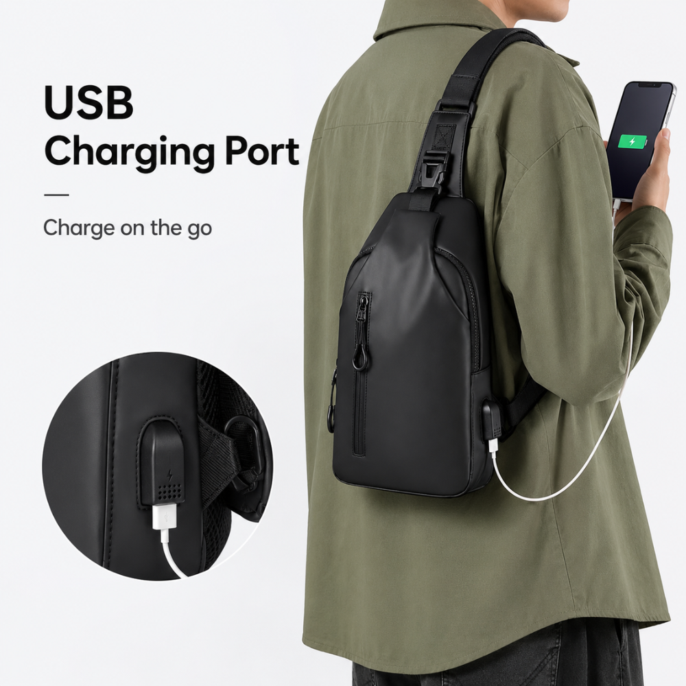 Torba Crossbody Sling na Ramię – Lekka Wodoodporna Saszetka z Regulowanym Paskiem do Podróży