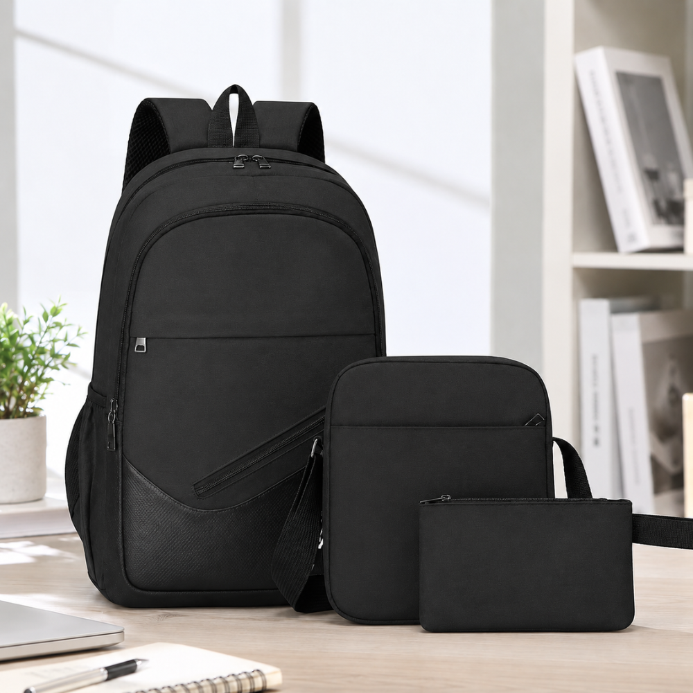 Plecak szkolny 3w1 z portem USB – zestaw z torbą na ramię i piórnikiem – 2
