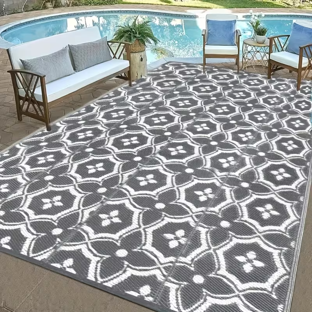 Dwustronny Dywan Zewnętrzny 120 × 180 cm – Lekka Mata Tarasowa na Balkon, Camping, Piknik i Patio