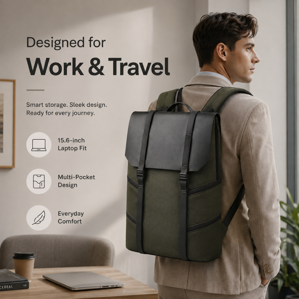 Plecak na laptopa 15,6" z pasem na walizkę – plecak biznesowy z tkaniny Oxford 30 × 12 × 42 cm