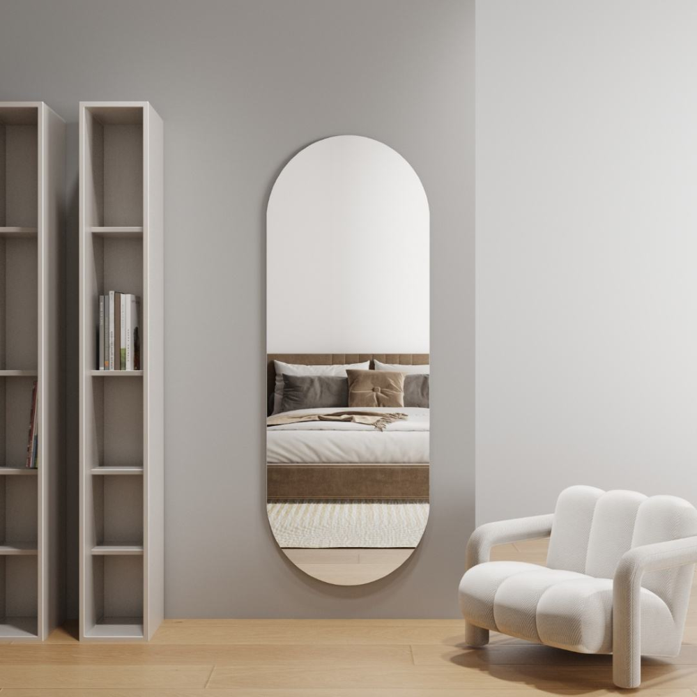 Art Deco Owalne Lustro Ścienne 120x40cm - Bezramowe Szkło Float w Eleganckim Stylu 2