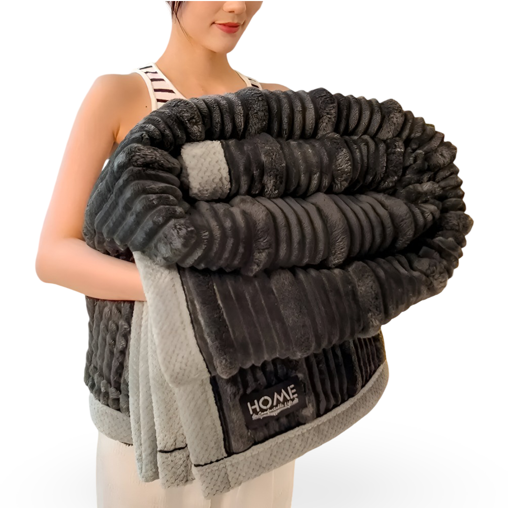Koc w paski 150x200 do 200x230 cm – miękki koc polarowy na kanapę i łóżko, 4 kolory