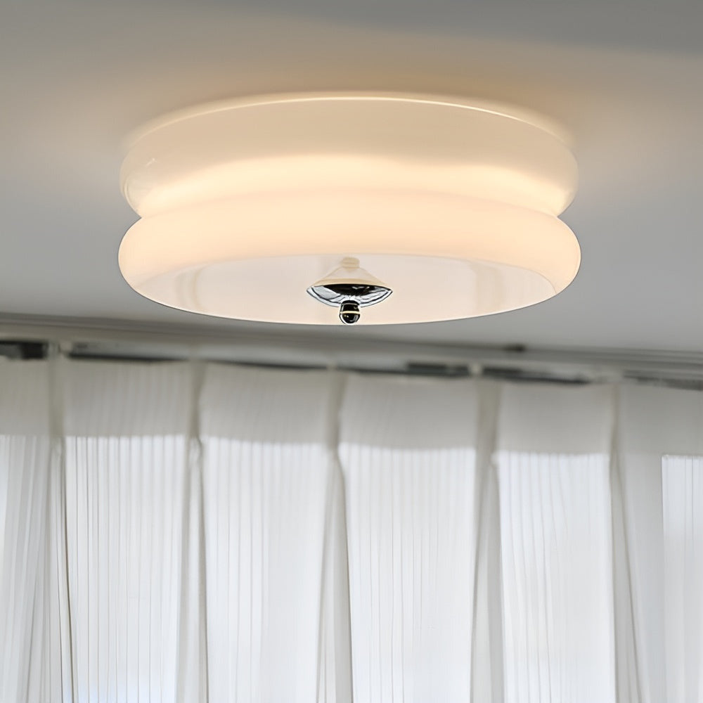 BauhausGleam – Lampa sufitowa w kremowym szkle – Okrągła lampa LED do montażu natynkowego 3