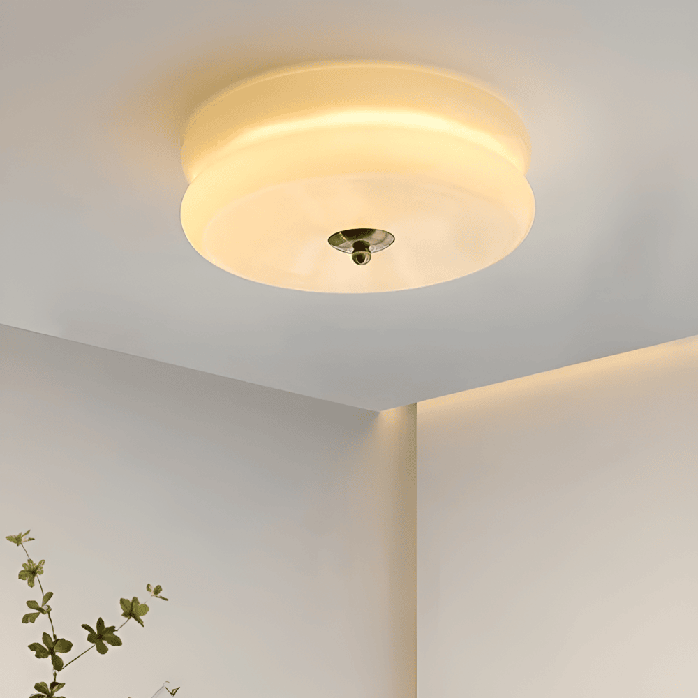 BauhausGleam – Lampa sufitowa w kremowym szkle – Okrągła lampa LED do montażu natynkowego 5