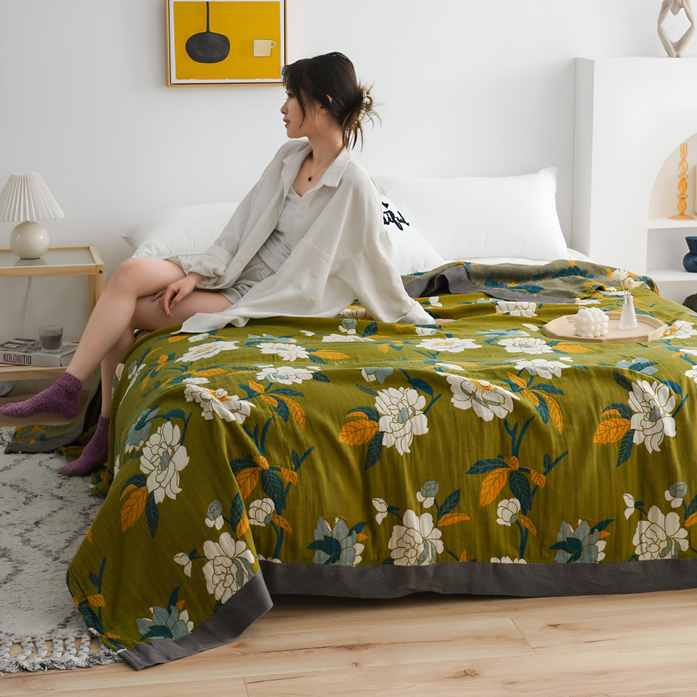 Narzuta na łóżko bawełniana 150x200 lub 200x230 cm – koc boho w geometryczny wzór, 7 kolorów
