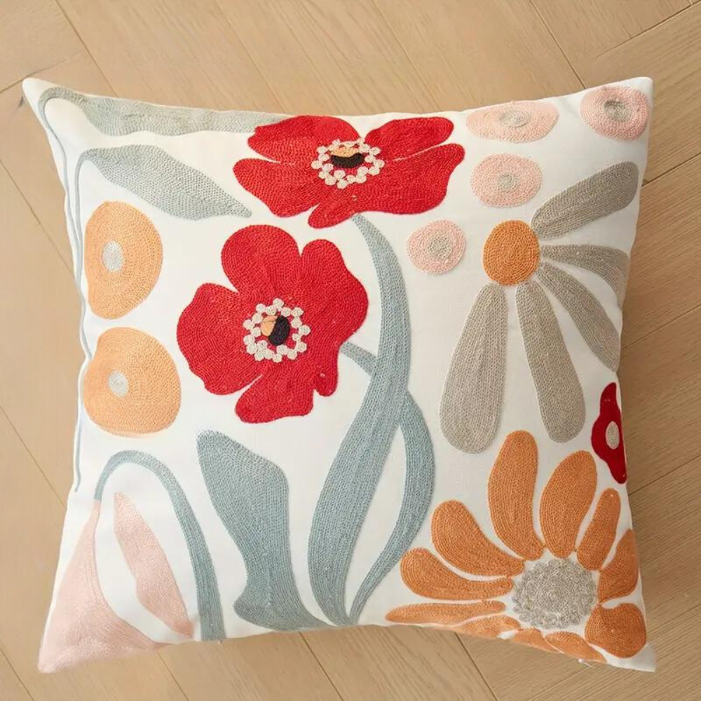 Botaniczna Poszewka na Poduszkę 45x45cm - Miękka Mikrofibra Żółta z Wzorem Kwiatowym do Sofy 5