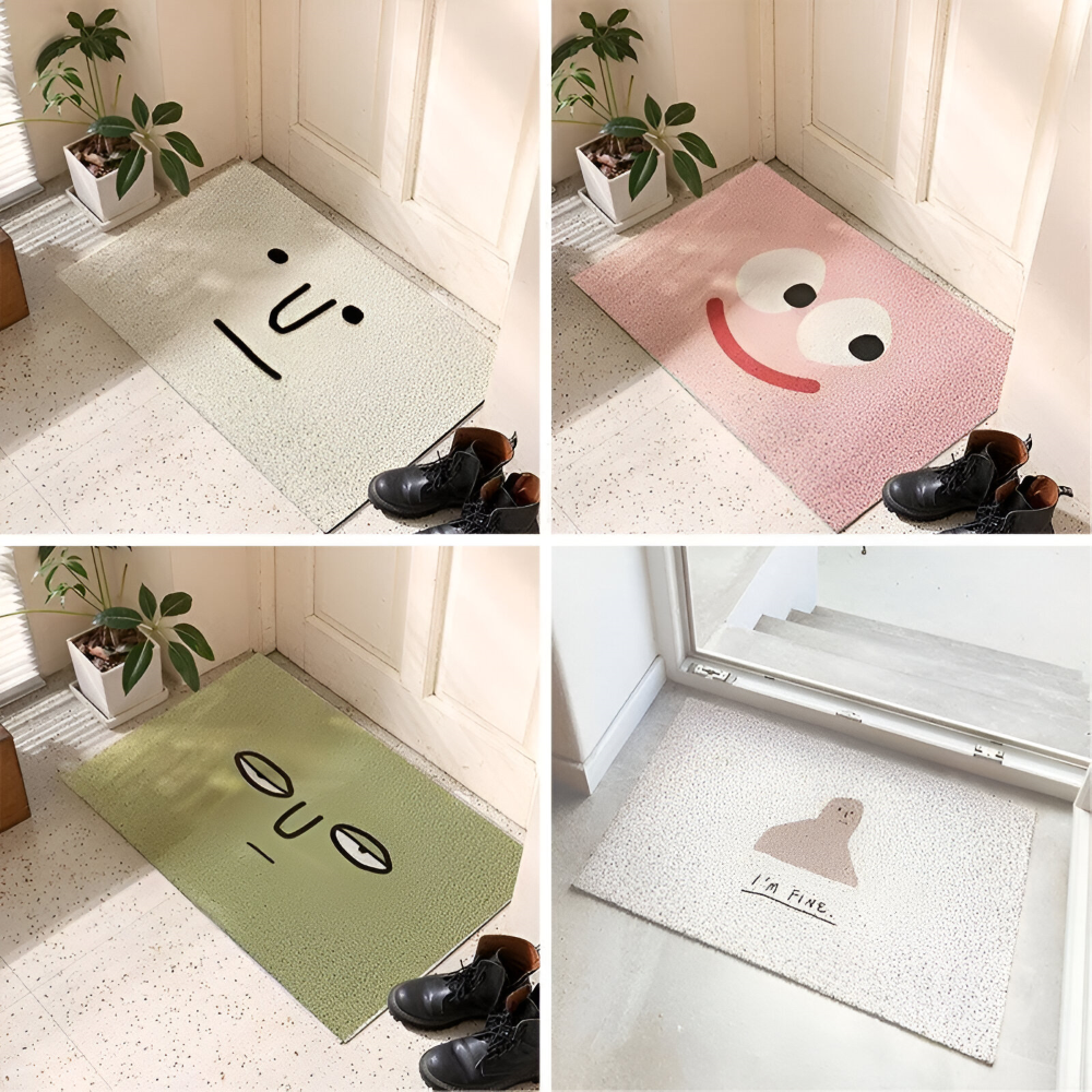 Wycieraczka pod drzwi 40x60 cm – antypoślizgowa mata wewnętrzna z uśmiechem, 6 wzorów