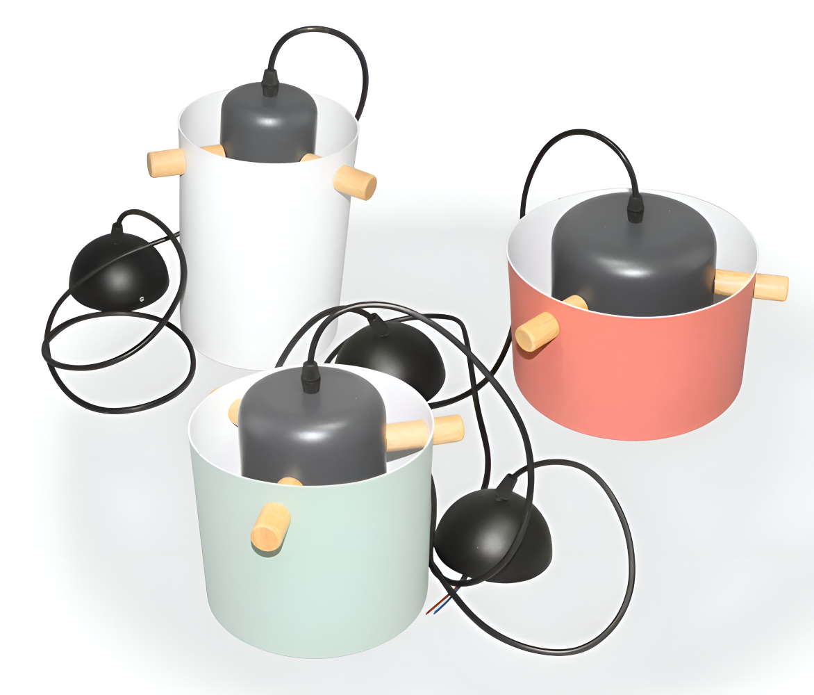 Lampa wisząca pojedyncza LED z drewnianym detalem – cylindryczny klosz 15 do 21 cm, 4 kolory
