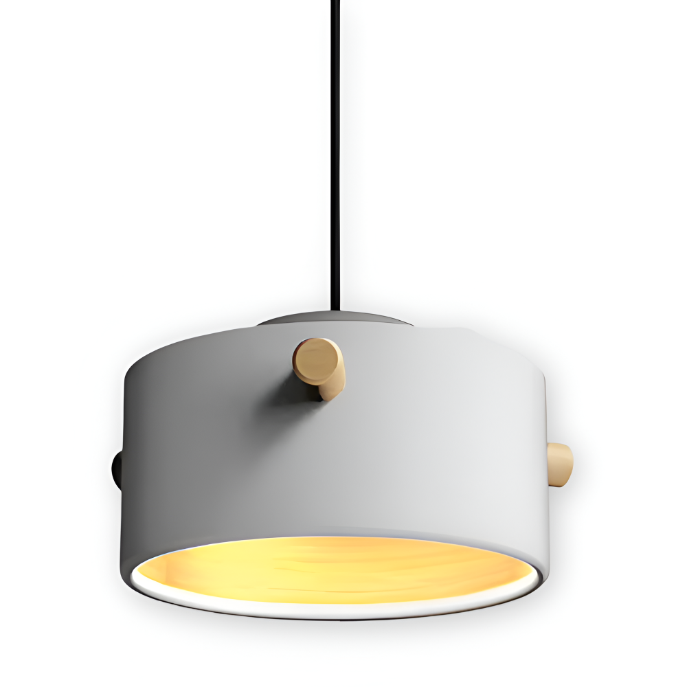 Lampa wisząca pojedyncza LED z drewnianym detalem – cylindryczny klosz 15 do 21 cm, 4 kolory