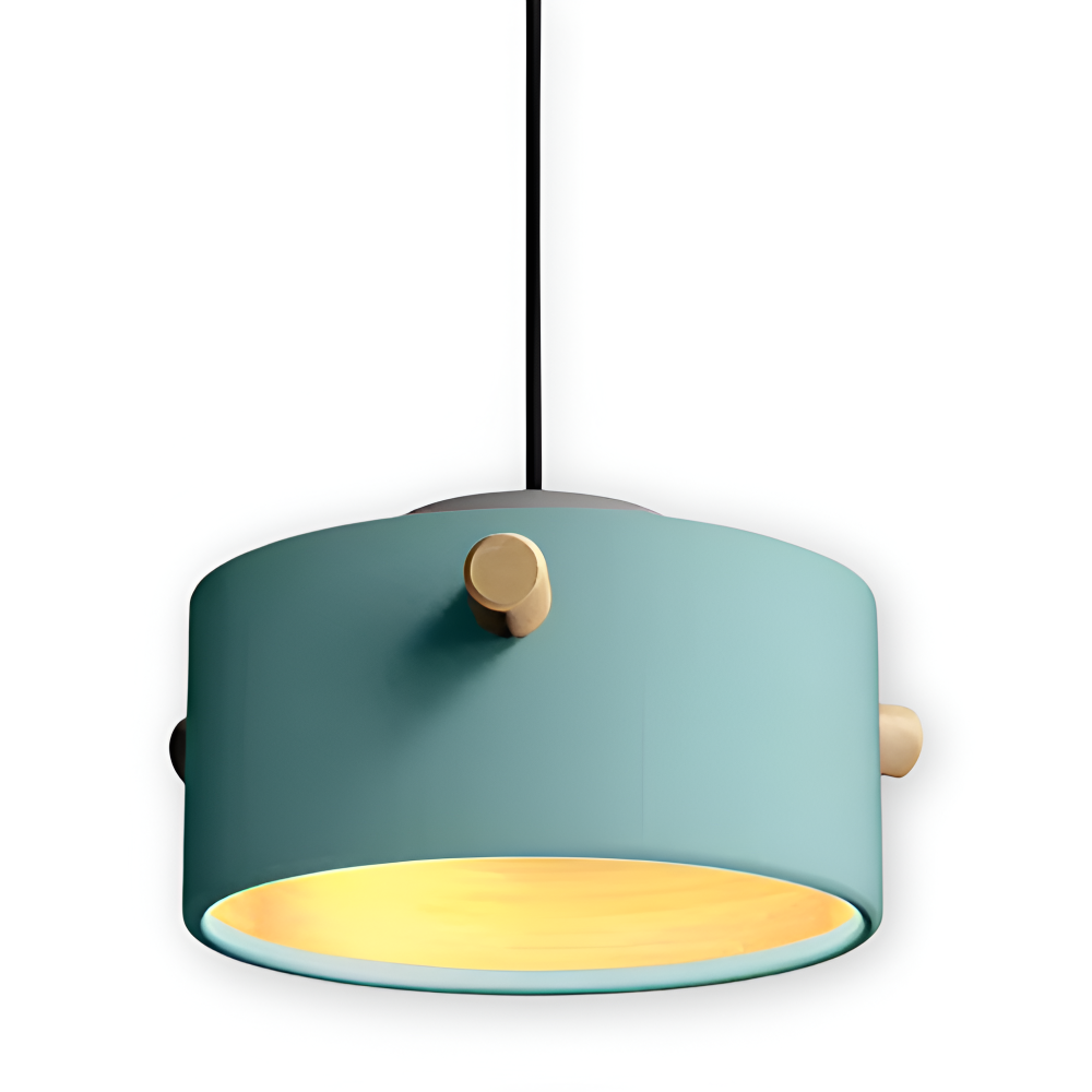 Lampa wisząca pojedyncza LED z drewnianym detalem – cylindryczny klosz 15 do 21 cm, 4 kolory