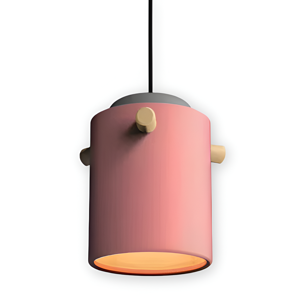 Lampa wisząca pojedyncza LED z drewnianym detalem – cylindryczny klosz 15 do 21 cm, 4 kolory