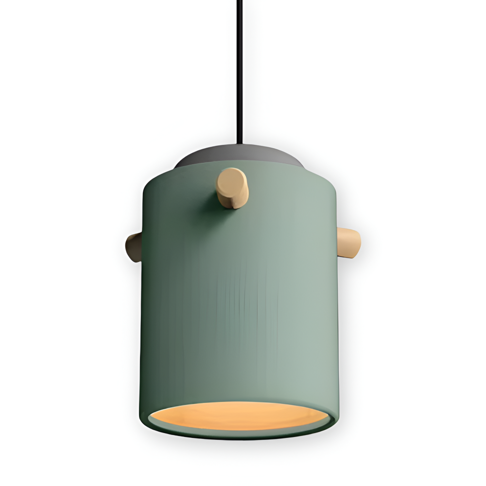 Lampa wisząca pojedyncza LED z drewnianym detalem – cylindryczny klosz 15 do 21 cm, 4 kolory