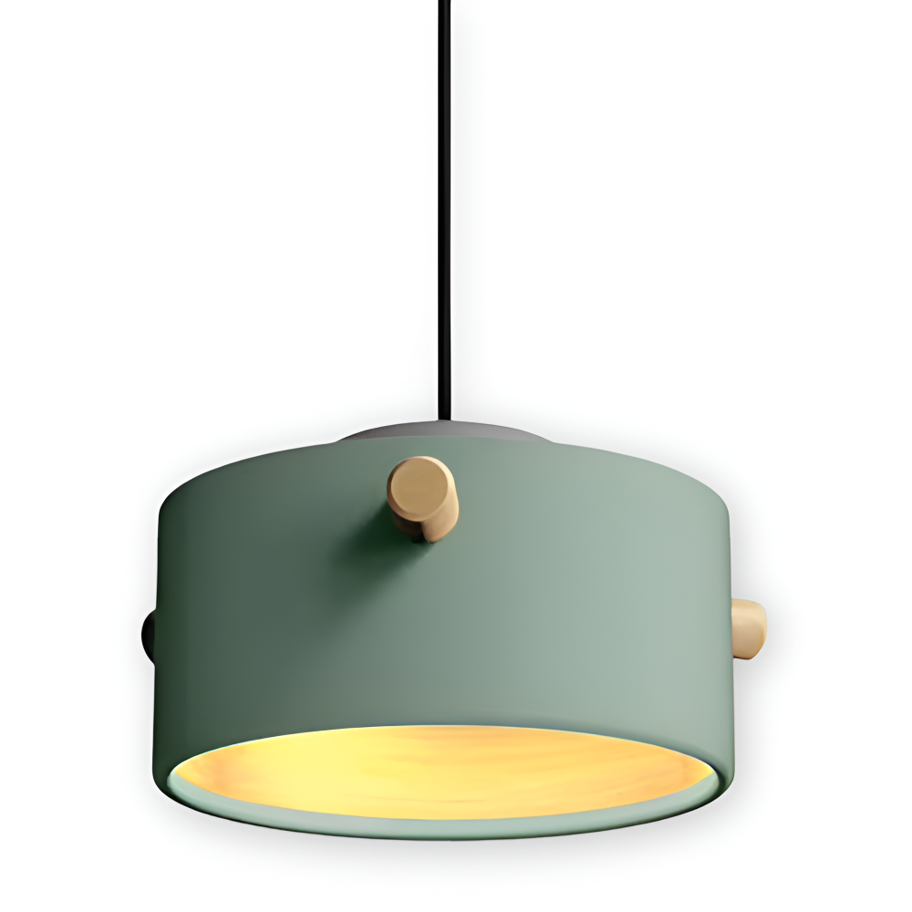 Lampa wisząca pojedyncza LED z drewnianym detalem – cylindryczny klosz 15 do 21 cm, 4 kolory