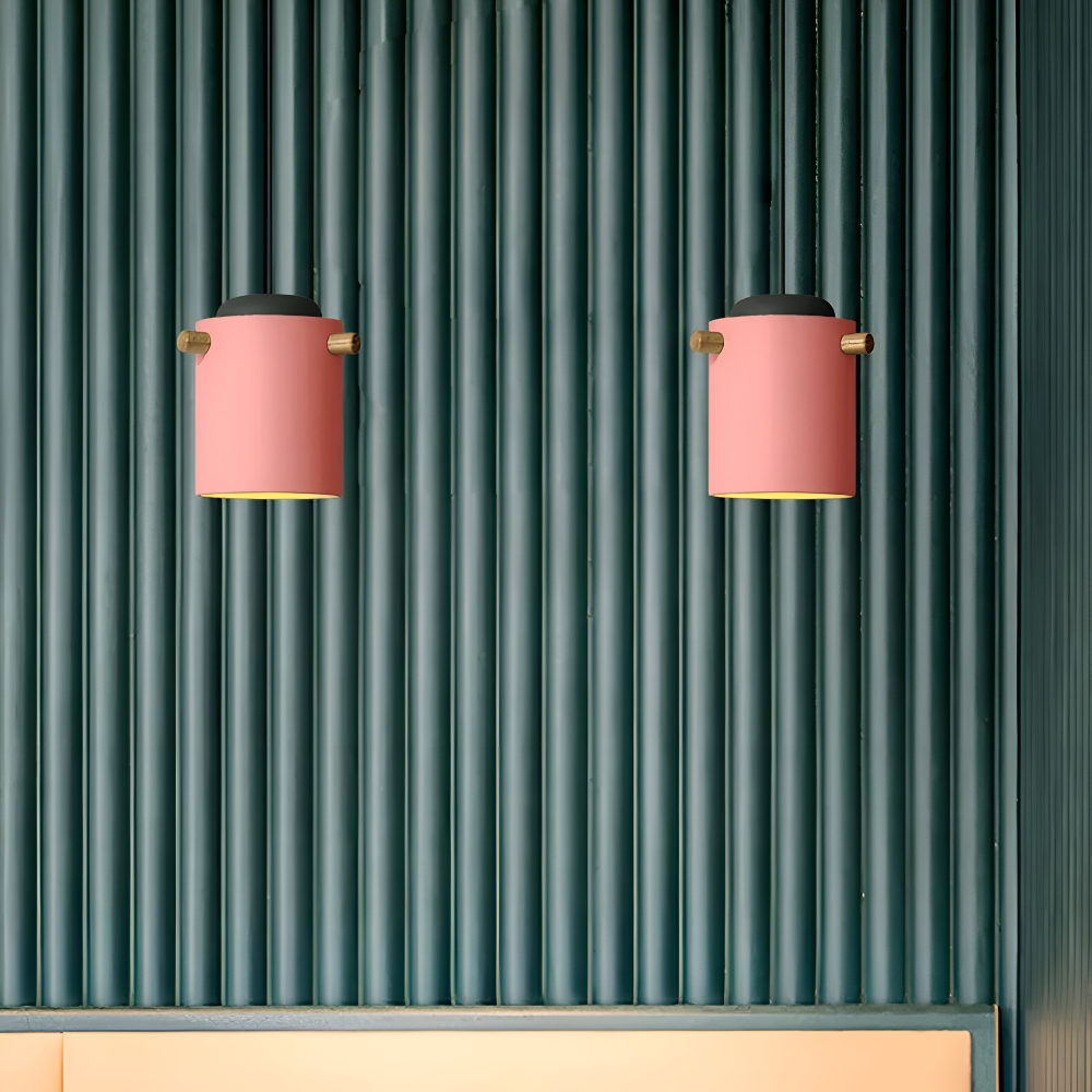 Lampa wisząca pojedyncza LED z drewnianym detalem – cylindryczny klosz 15 do 21 cm, 4 kolory