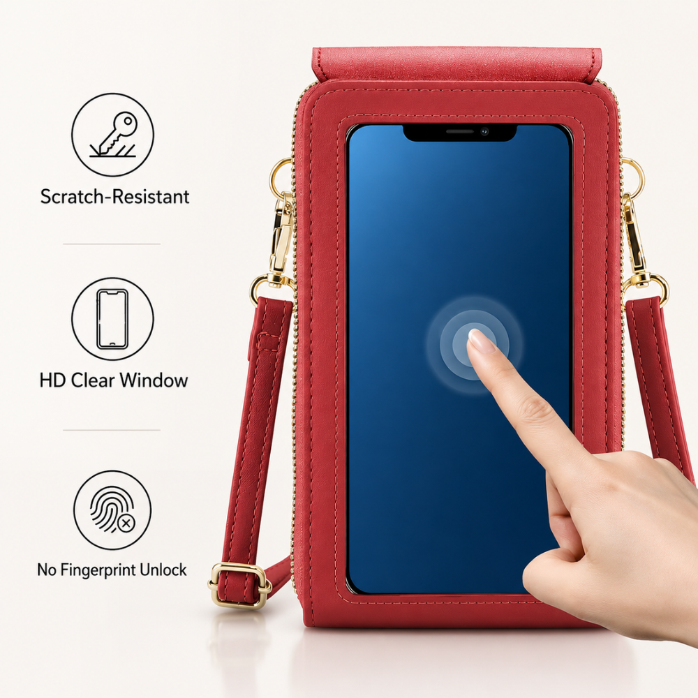 Damska torba na ramię z przegródką na telefon komórkowy – Mała skórzana torebka typu crossbody z przegródkami na karty, zamkiem błyskawicznym i paskiem na ramię 3
