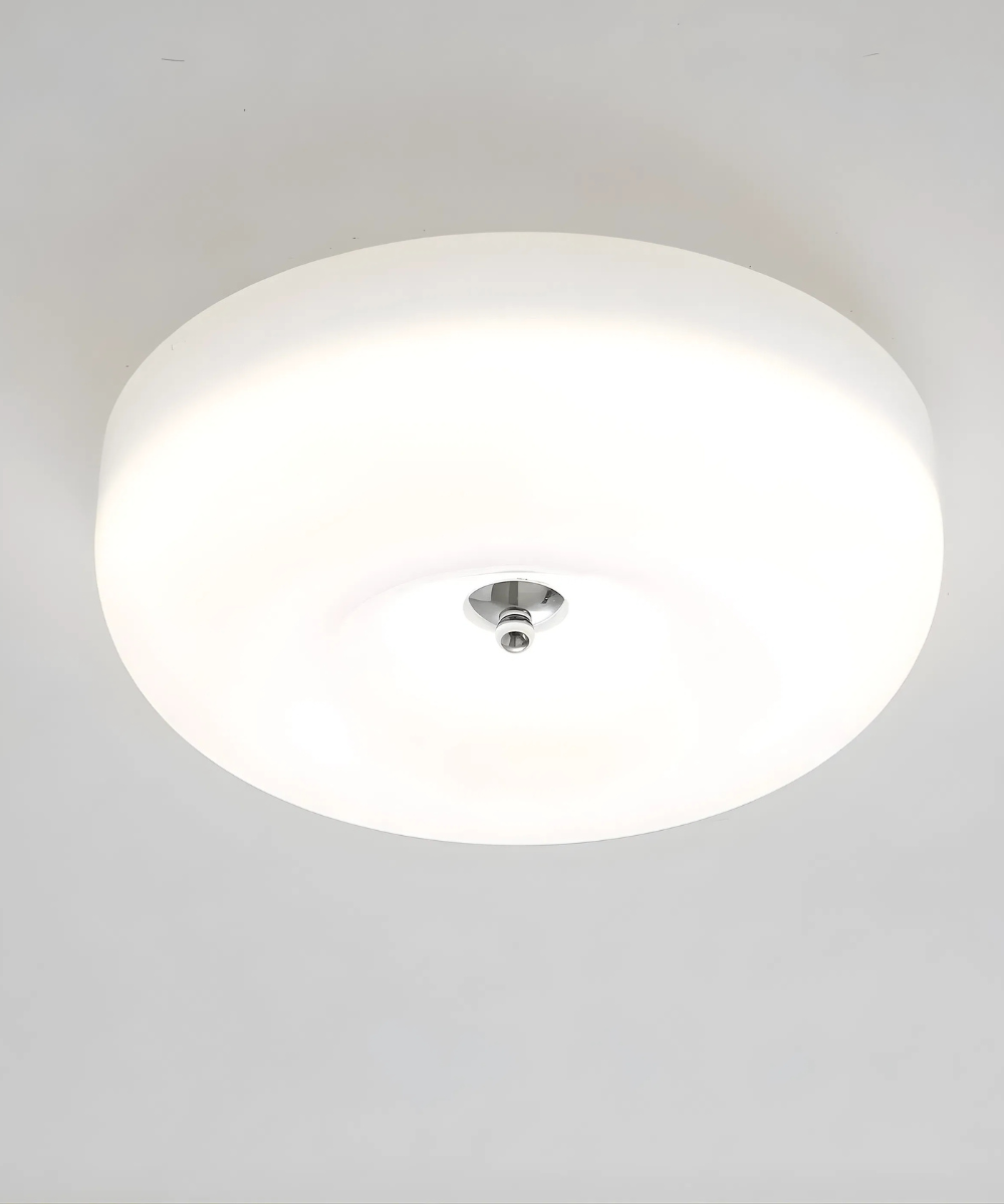 Lampa sufitowa LED donut Ø 32 lub 40 cm – szklany plafon w kolorze kremowym do salonu i sypialni