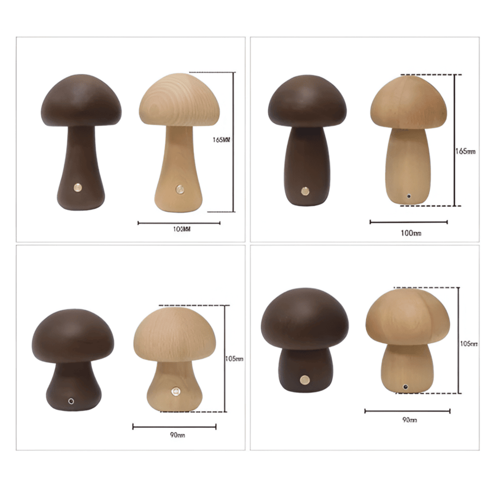 Magical Wooden Mushroom Night Lamp - LED Cozy Light for Kids Room Decor - 6