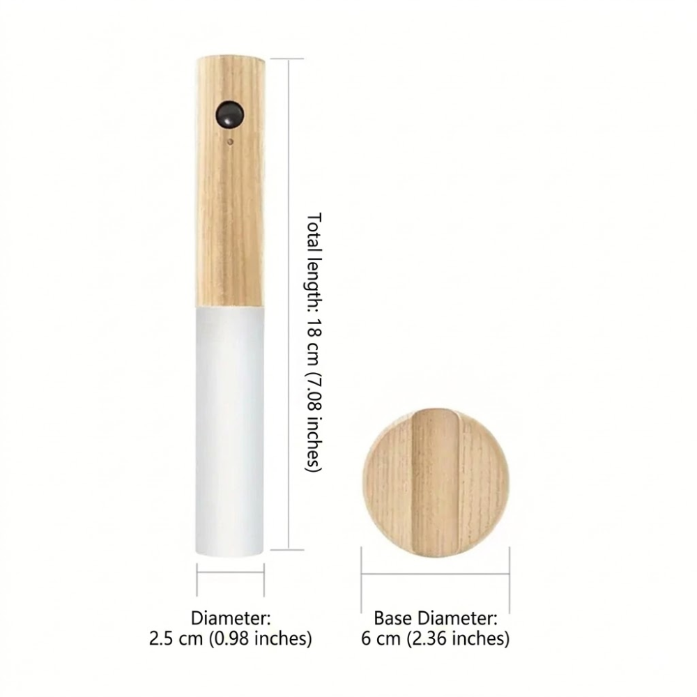 Ecolight Kinkiet Ścienny | Drewno i Akryl, Z Czujnikiem Ruchu, Nordycki Design