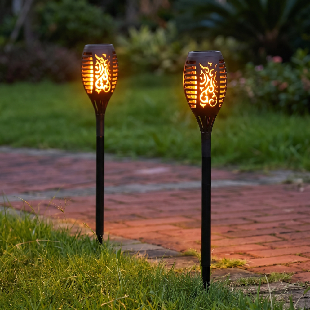 Elegancka Lampa Ogrodowa Stojąca - Wodoodporna ABS z Migoczącym Płomieniem do Oświetlenia Ogrodu