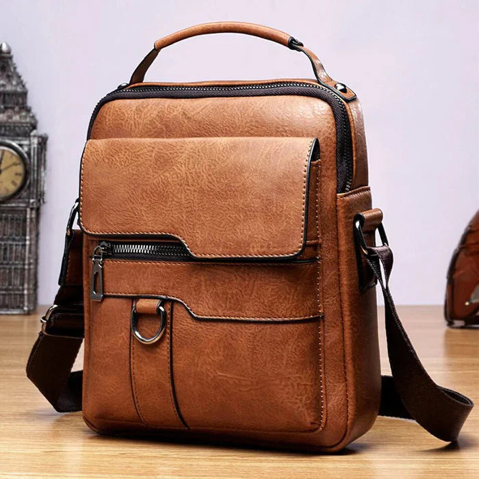 Elegancka Męska Torba na Ramię 22x8x26cm - Wysokiej Jakości Czarna Skóra na Każdą Okazję 0
