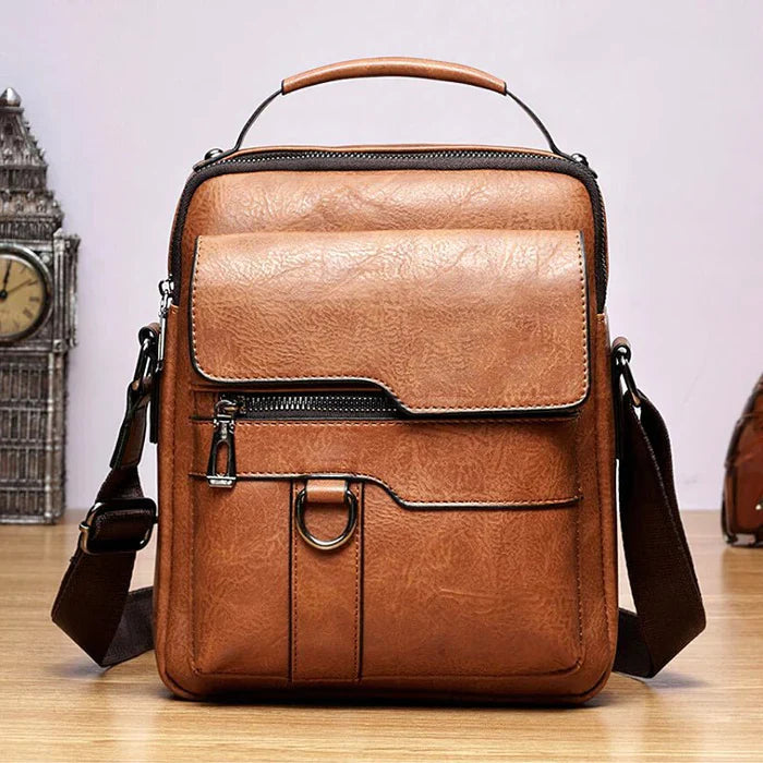 Elegancka Męska Torba na Ramię 22x8x26cm - Wysokiej Jakości Czarna Skóra na Każdą Okazję 1