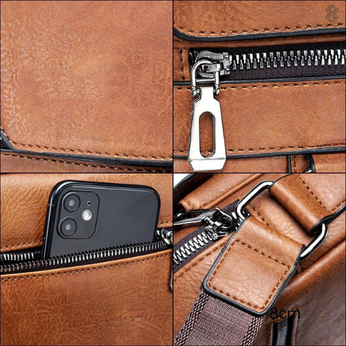 Elegancka Męska Torba na Ramię 22x8x26cm - Wysokiej Jakości Czarna Skóra na Każdą Okazję 3