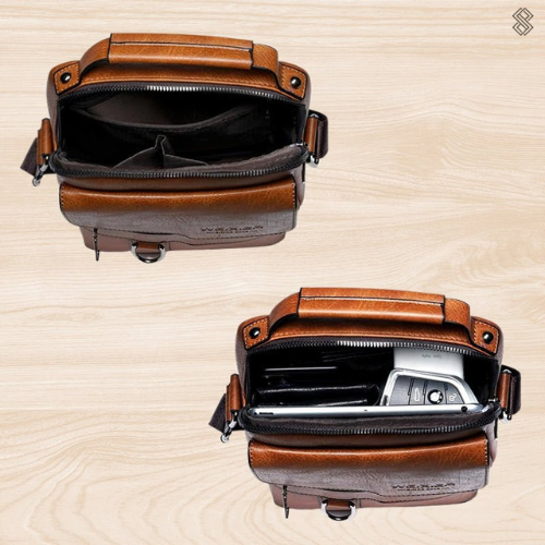 Elegancka Męska Torba na Ramię 22x8x26cm - Wysokiej Jakości Czarna Skóra na Każdą Okazję 5