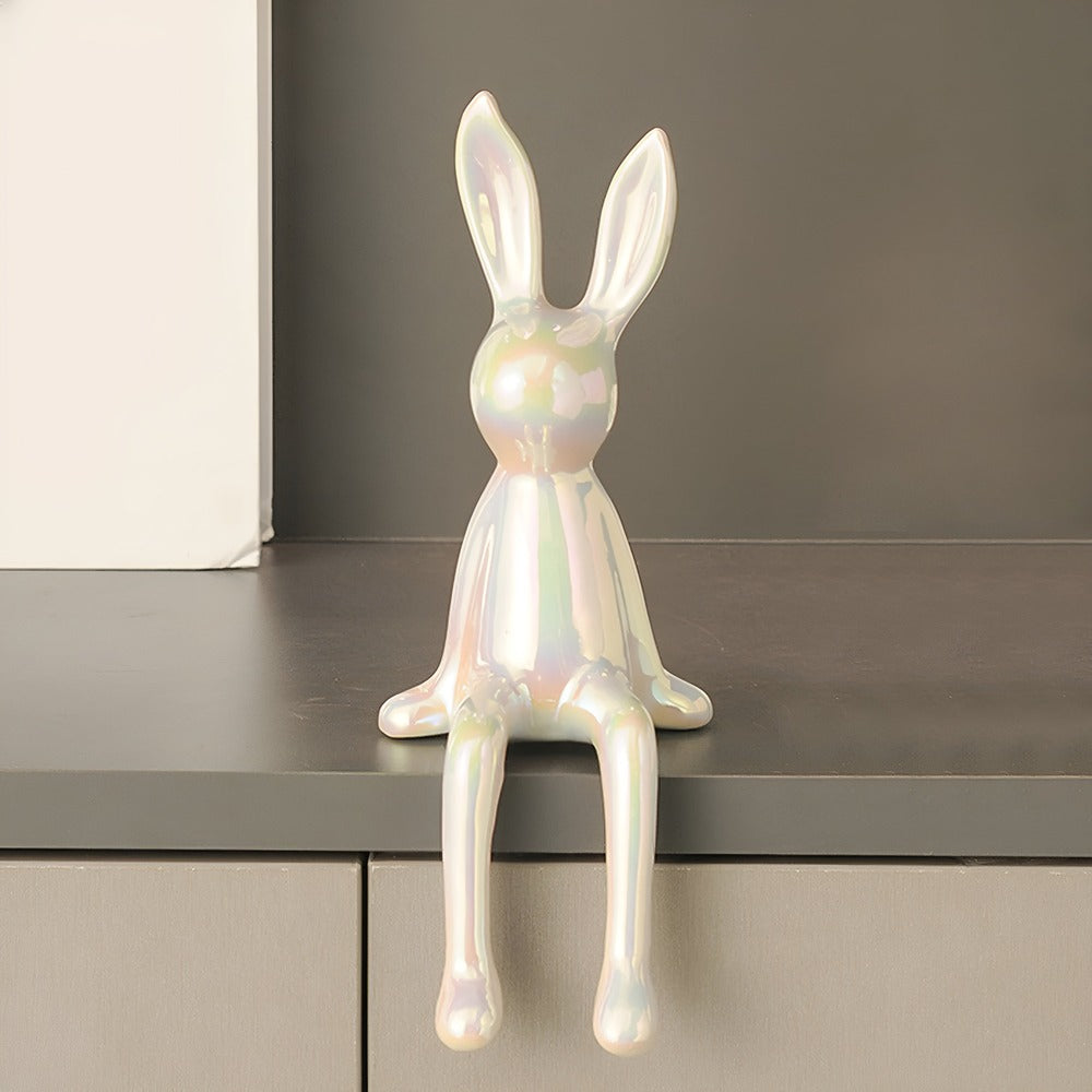 Elegancki Błyszczący Ceramiczny Królik - Złoty Dekoracyjny Element do Wnętrz 0