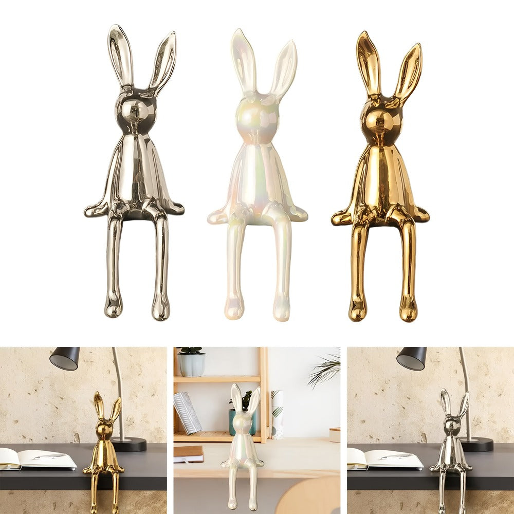 Elegancki Błyszczący Ceramiczny Królik - Złoty Dekoracyjny Element do Wnętrz 6