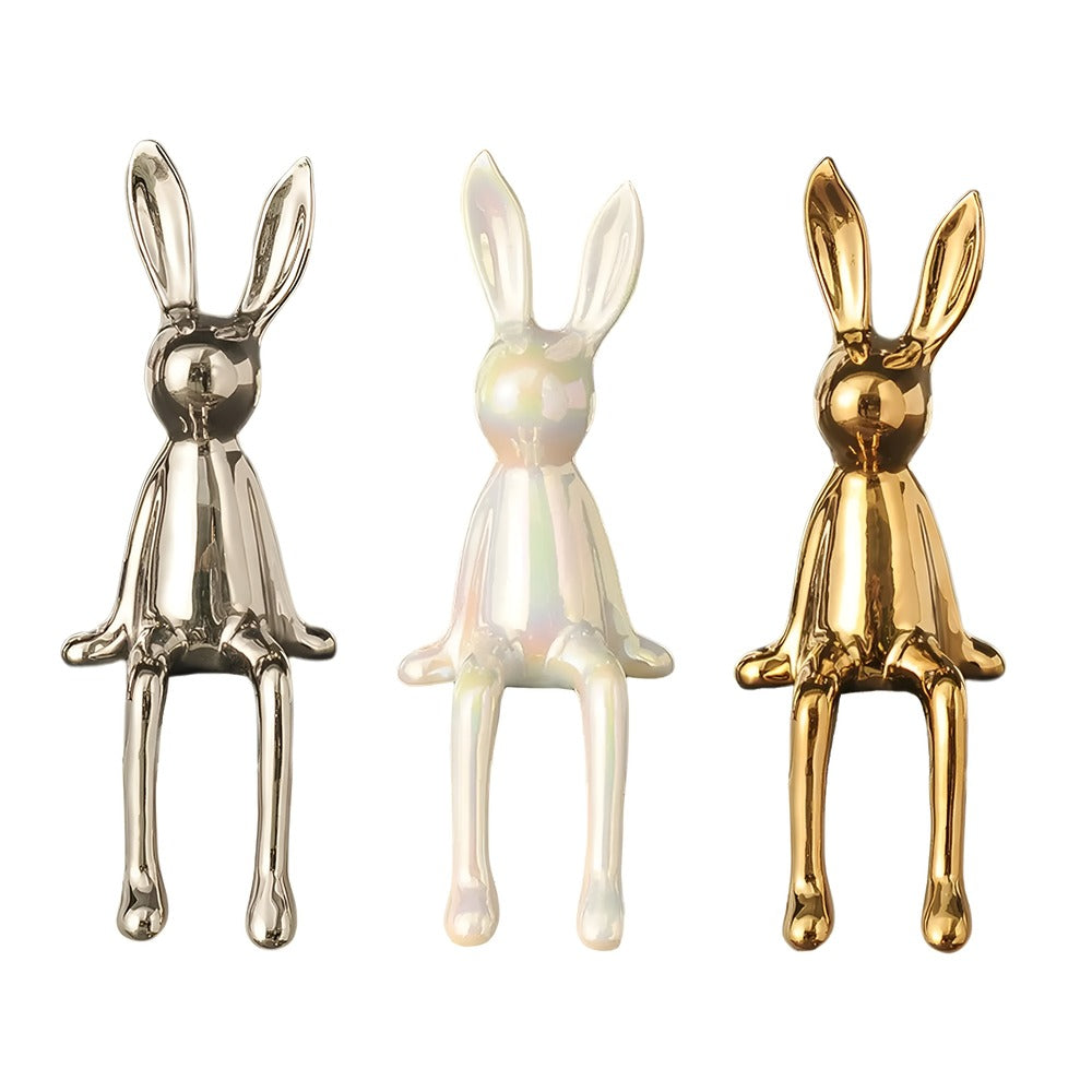 Elegancki Błyszczący Ceramiczny Królik - Złoty Dekoracyjny Element do Wnętrz 7