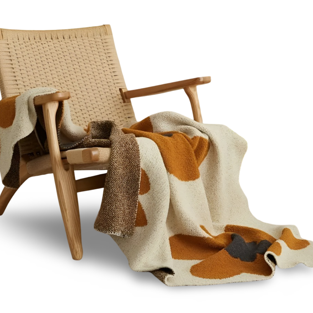 Koc w kwiaty dwustronny – dziergany pled 120x150 cm na fotel, kanapę i łóżko
