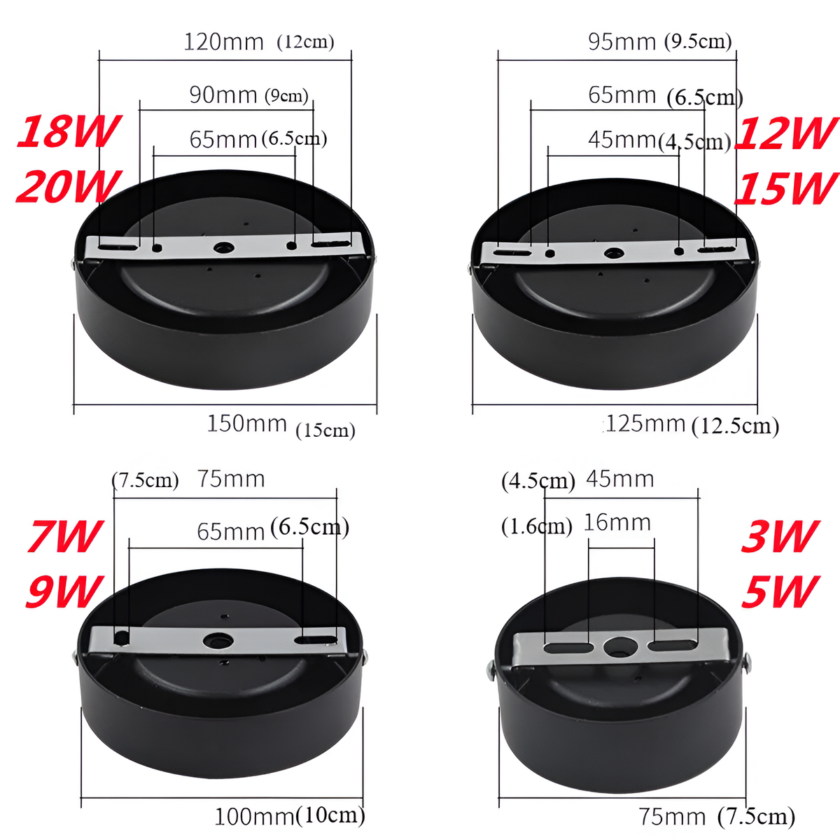 Oczko sufitowe LED ultra slim – oprawa natynkowa Ø 7,5 do 12,5 cm, 3 kolory i 3 barwy światła