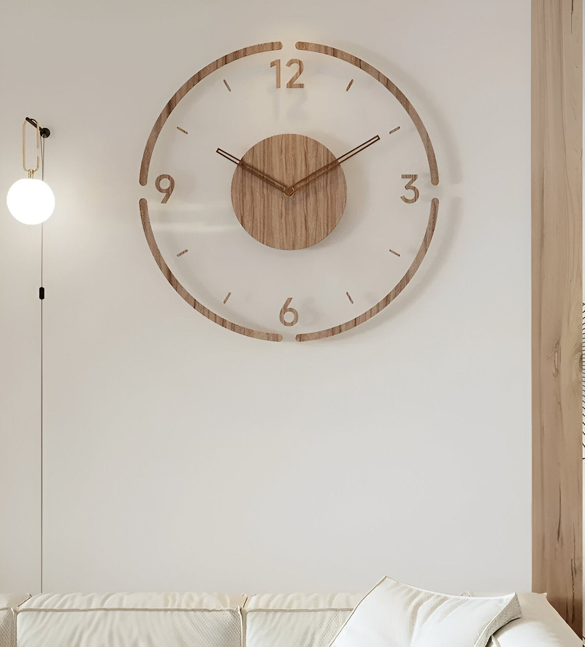 Zegar ścienny drewniany 30 lub 35 cm – przezroczysta tarcza akrylowa, cichy, 3 wzory