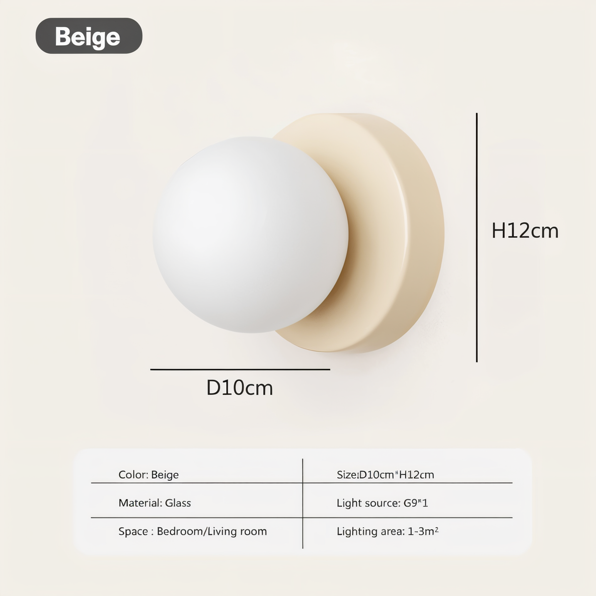 Kinkiet do sypialni ze szklaną kulą – lampa ścienna G9 12 cm w 5 kolorach
