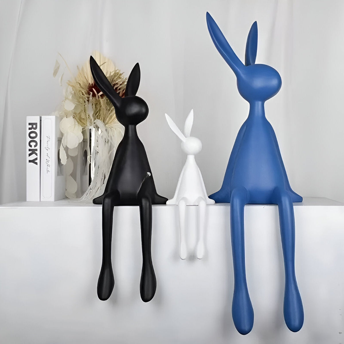 Figurka królika z żywicy 18 lub 50 cm – siedzący zając, dekoracja do salonu, 3 kolory