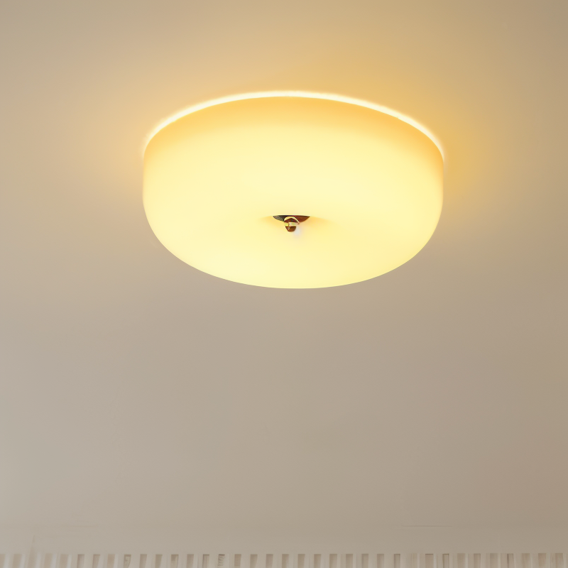 Lampa sufitowa LED donut Ø 32 lub 40 cm – szklany plafon w kolorze kremowym do salonu i sypialni