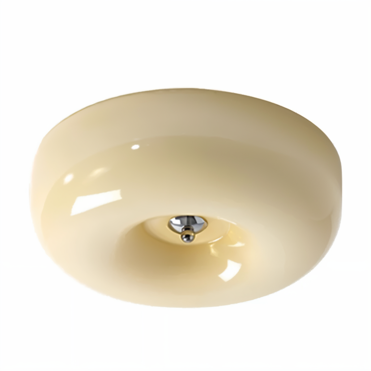 Lampa sufitowa LED donut Ø 32 lub 40 cm – szklany plafon w kolorze kremowym do salonu i sypialni