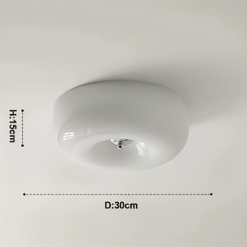 Lampa sufitowa LED donut Ø 32 lub 40 cm – szklany plafon w kolorze kremowym do salonu i sypialni