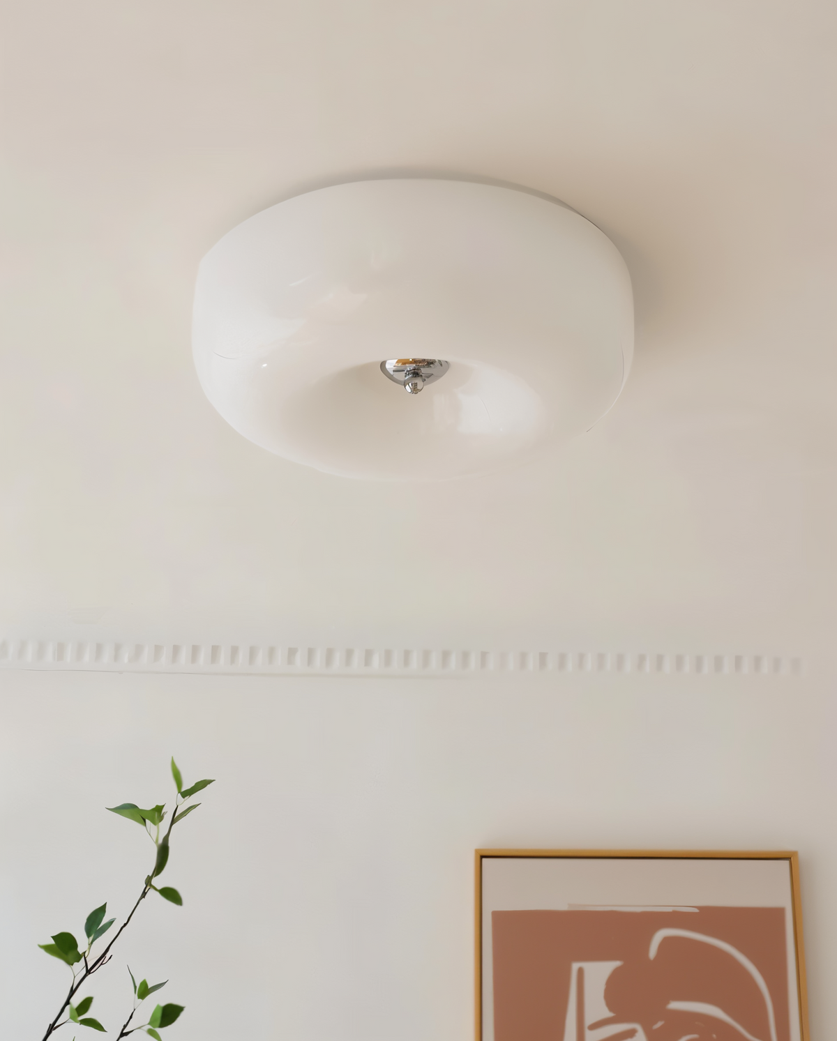 Lampa sufitowa LED donut Ø 32 lub 40 cm – szklany plafon w kolorze kremowym do salonu i sypialni