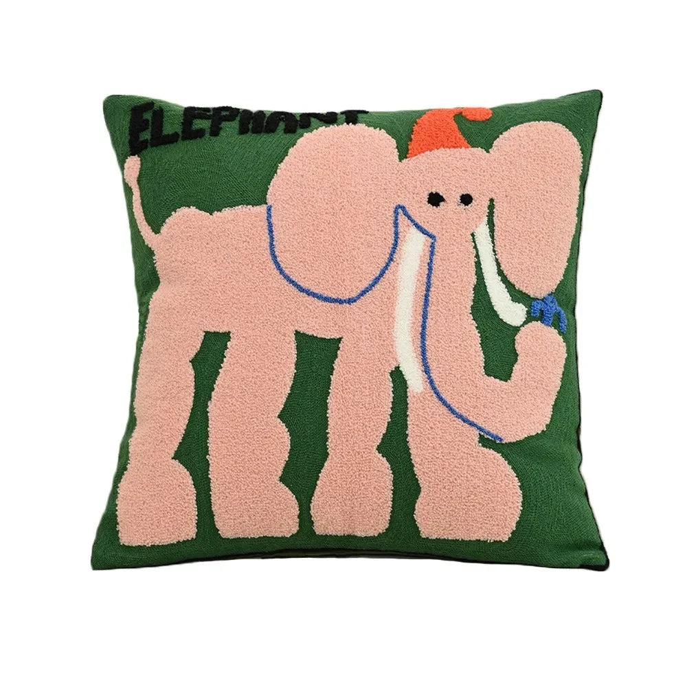 Poszewki na poduszki 45x45 cm z haftem – dekoracyjna poszewka retro ze zwierzęcym motywem