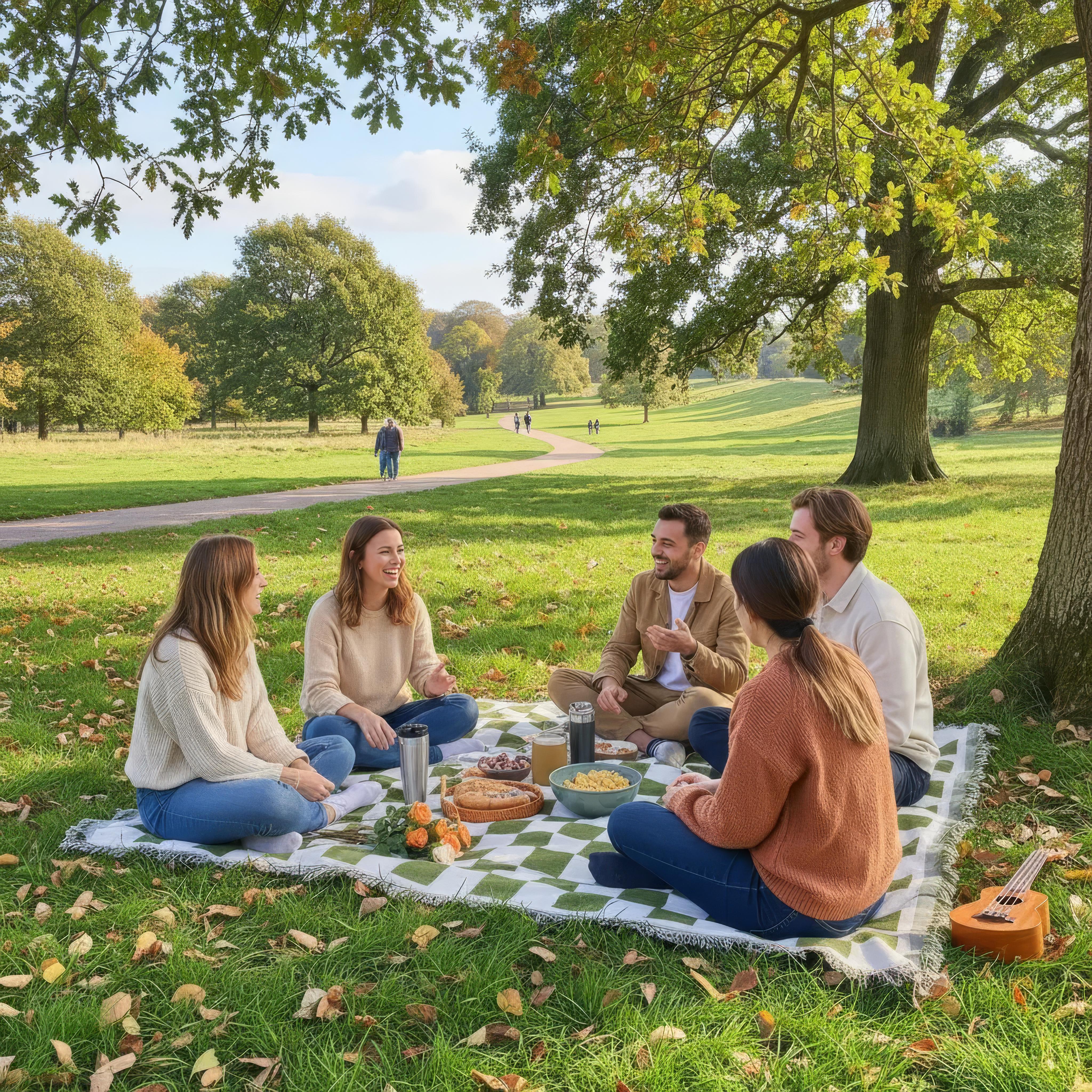 Klasyczny Koc Piknikowy 130x180 cm – Miękka Mikrofibra w Kratkę do Użytku na Zewnątrz i w Domu 8