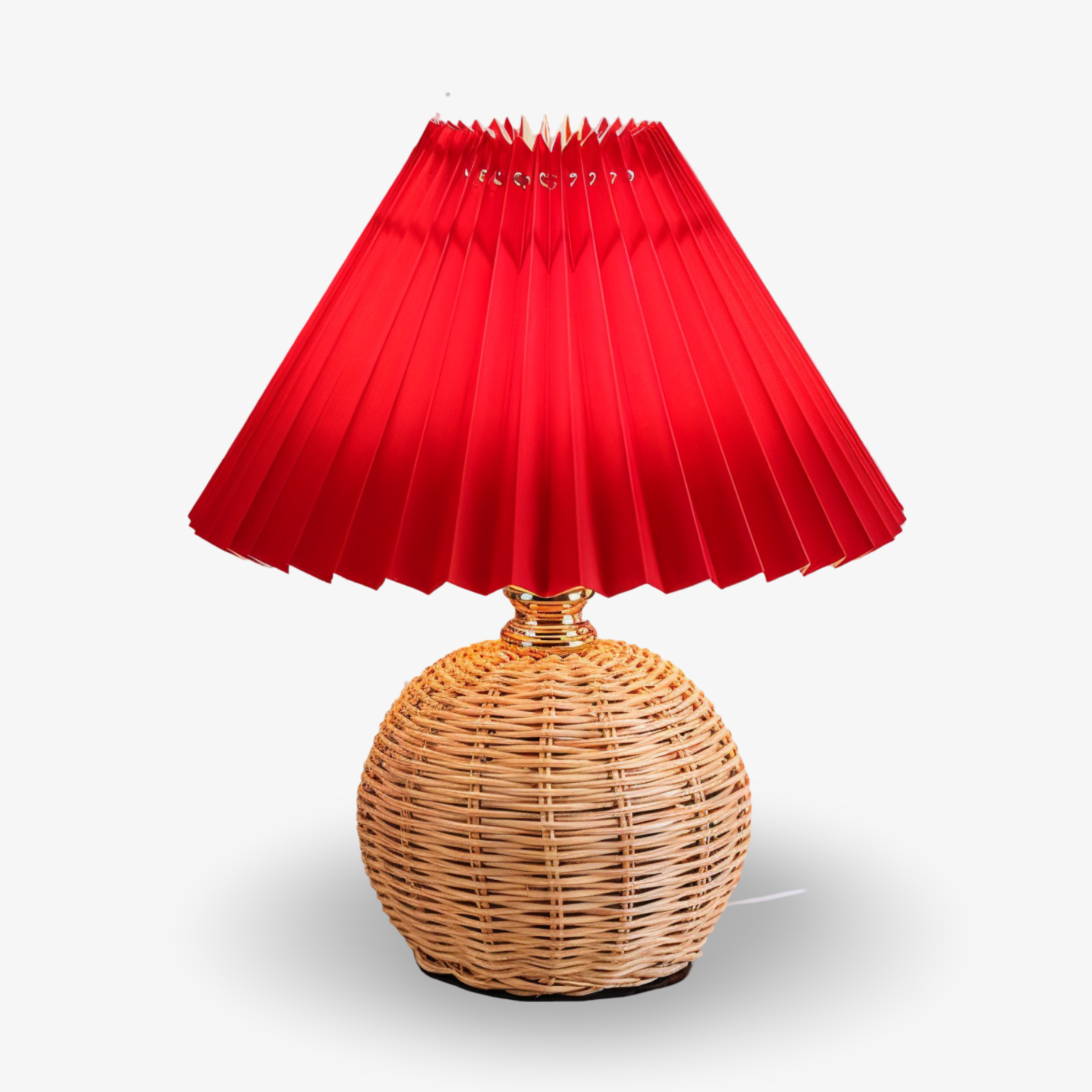 Lampa stołowa Brolly Pleated - Lampa rattanowa w stylu retro - Lampa stołowa stożkowa 14