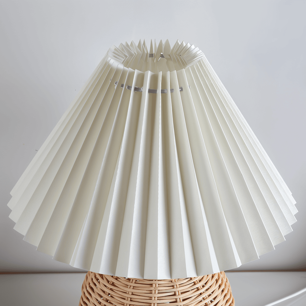 Lampa stołowa Brolly Pleated - Lampa rattanowa w stylu retro - Lampa stołowa stożkowa 4